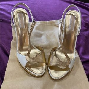 Michael Kors Two tone sling back peep toe heels